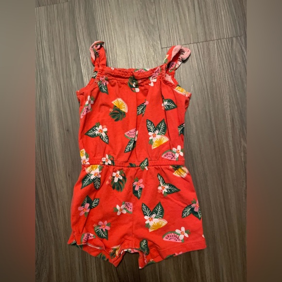 Carter's Red and Green Floral short romper size 24M - Picture 2 of 3
